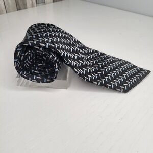 Geoffrey Beene Men's Tie Navy W/ Royal Blue White Accents Silk 4"